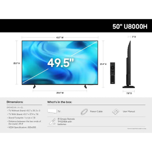 Samsung - 50” Class U8000H Series Crystal UHD 4K Smart TV - Imagen 6